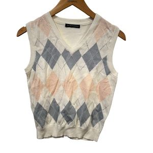 BRANDY MELVILLE TOP ARGYLE school SWEATER VEST soft preppy golf small pink